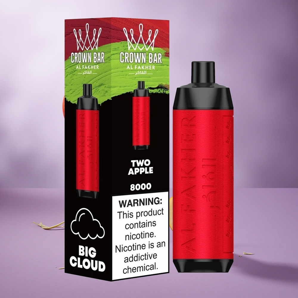 Al Fakher Crown Bar 8000 Two Apple Singapore Wholesale 18ml e-Liquid Capacity Up To 8000 Puffs