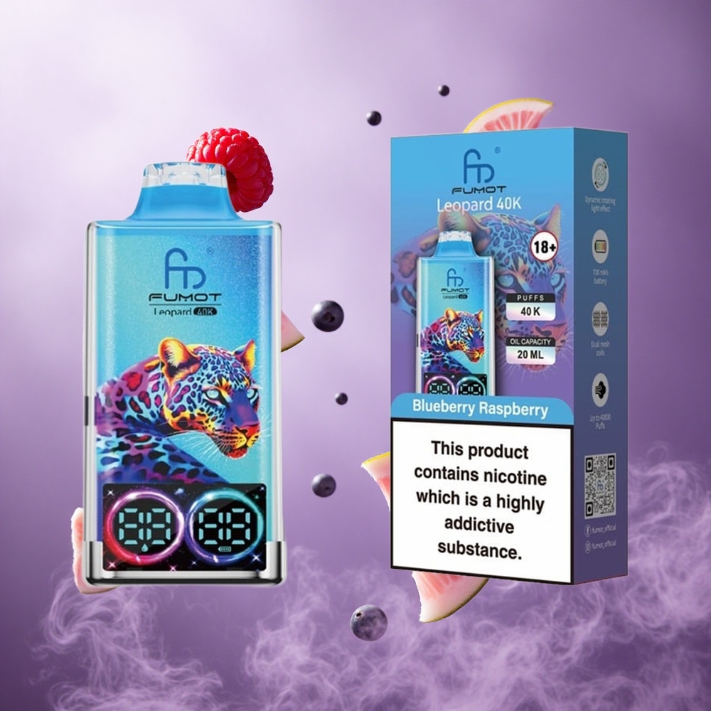 Fumot Leopard 40000 Puffs Blueberry Raspberry Singapore Wholesale 0% 2% 3% 5% Nicotine 700mAh Battery