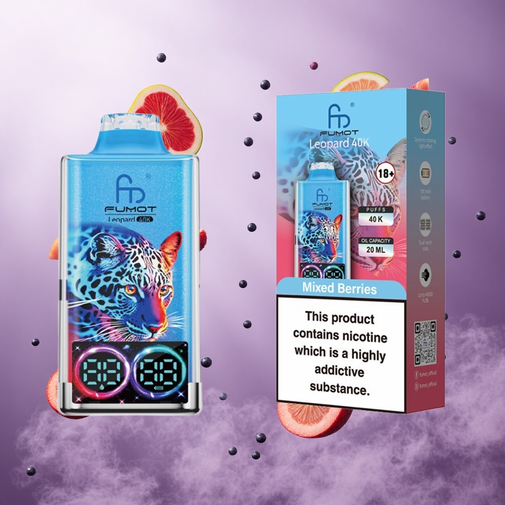 Fumot Leopard 40000 Puffs Mixed Berries Singapore Wholesale 0% 2% 3% 5% Nicotine Dual Mesh