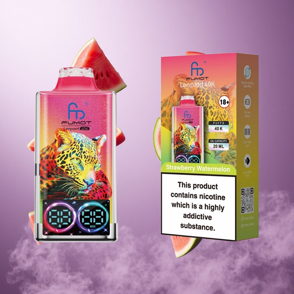 Fumot Leopard 40K Puffs Strawberry Watermelon Singapore Wholesale Dual Mesh Type-C Charging