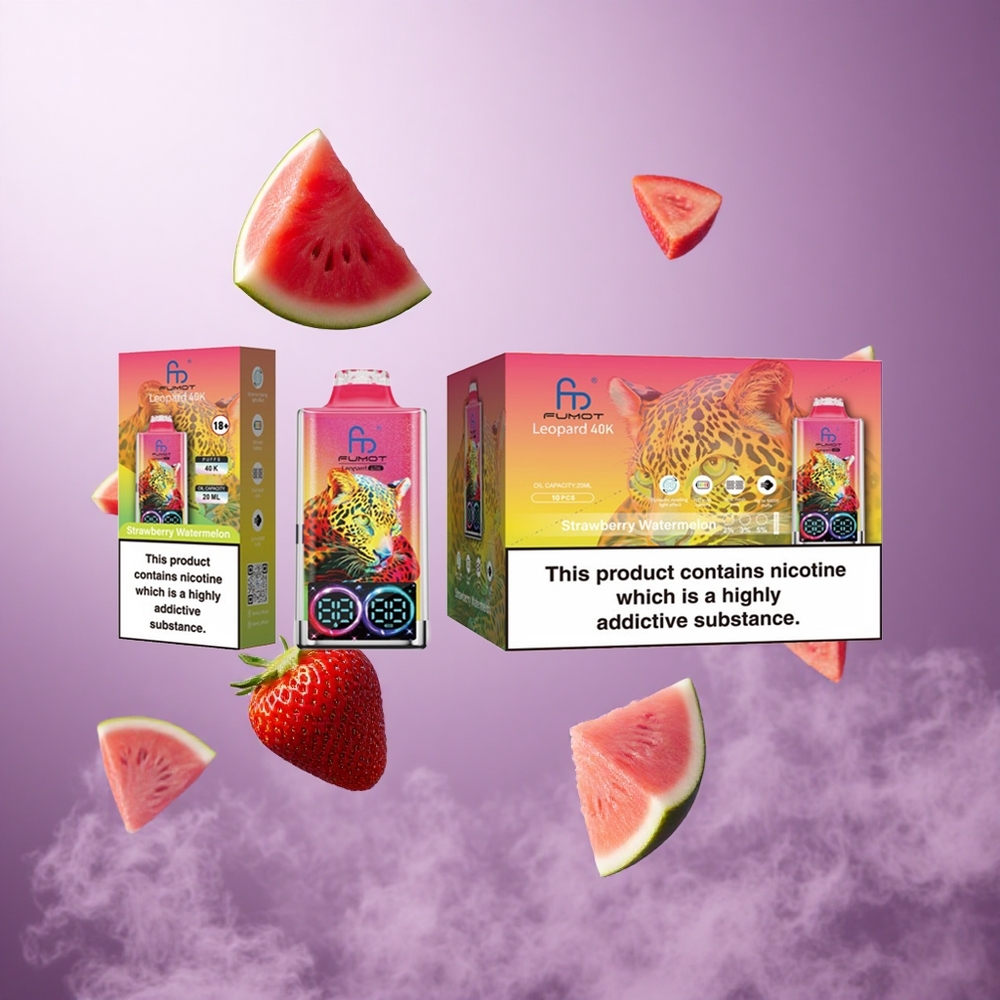 Fumot Leopard 40K Puffs Strawberry Watermelon Singapore Wholesale Dual Mesh Type-C Charging