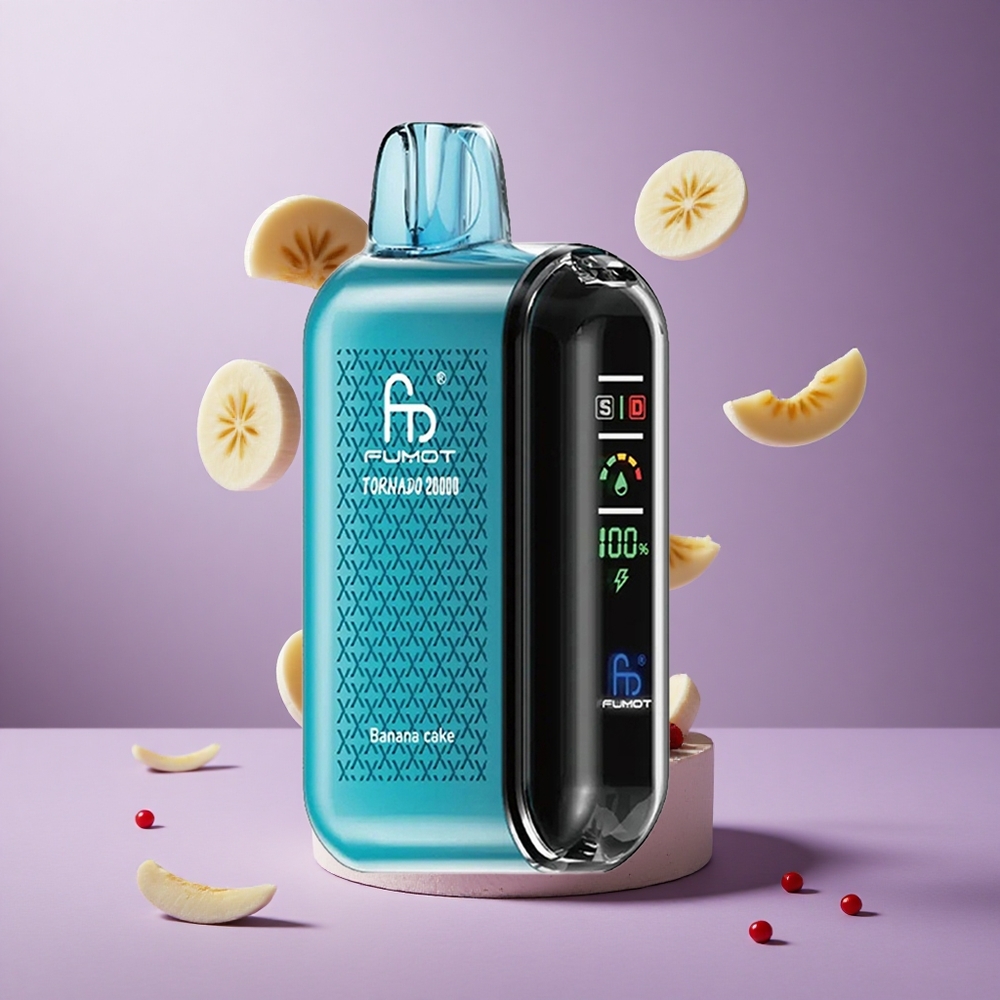 Fumot Tornado 20000 Puffs Banana Cake Singapore Wholesale Dual Mesh Coil 850mAh Rechargeable Battery
