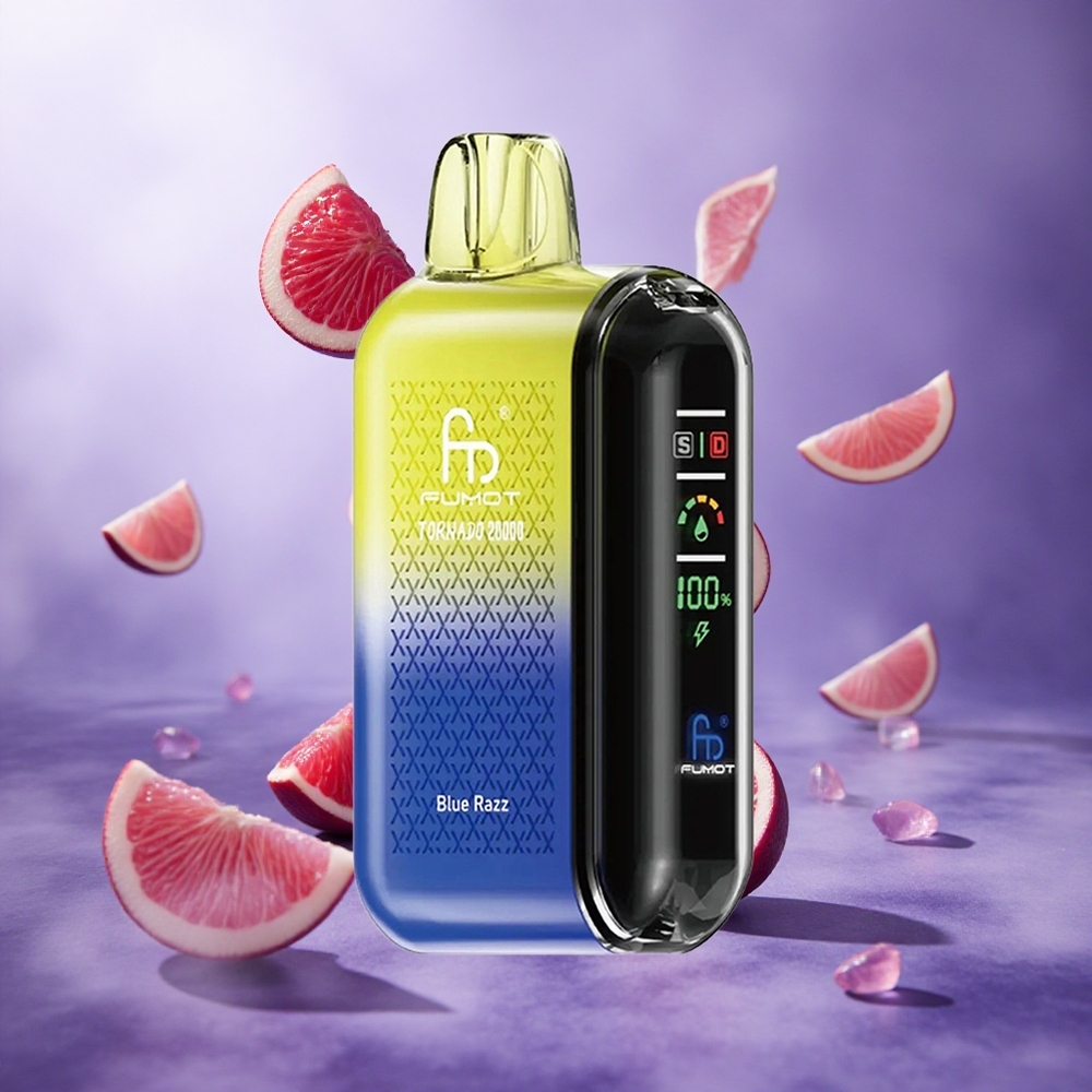 Fumot Tornado 20000 Puffs Blue Razz Singapore Wholesale 20ml E-liquid Capacity 850mAh Rechargeable Battery