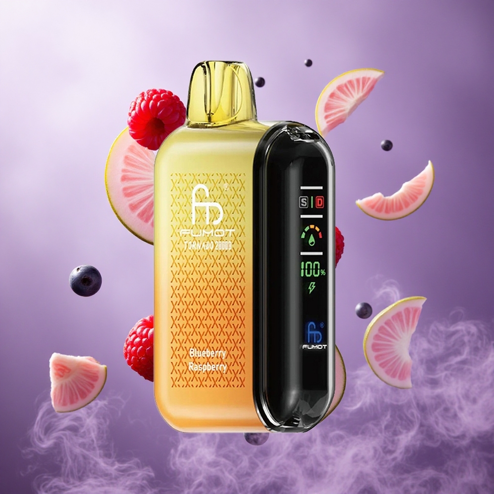 Fumot Tornado 20000 Puffs Blueberry Raspberry Singapore Wholesale Dual Mesh Coil 20ml E-liquid Capacity