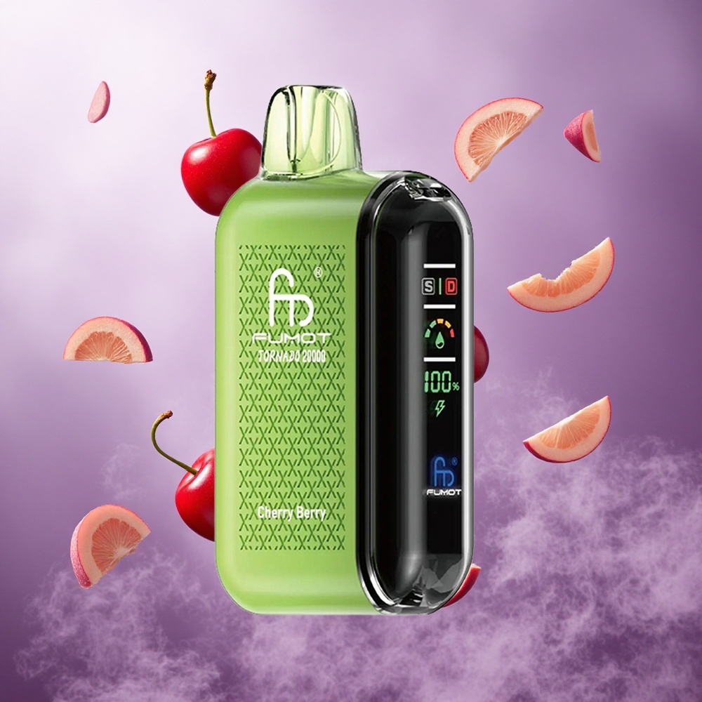 Fumot Tornado 20000 Puffs Cherry Berry Singapore Wholesale Dual Mesh Coil 20ml E-liquid Capacity