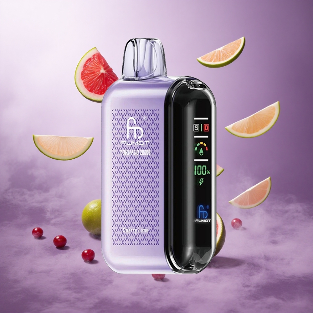 Fumot Tornado 20000 Puffs Cherry Lime Singapore Wholesale 20ml E-liquid Capacity 850mAh Rechargeable Battery