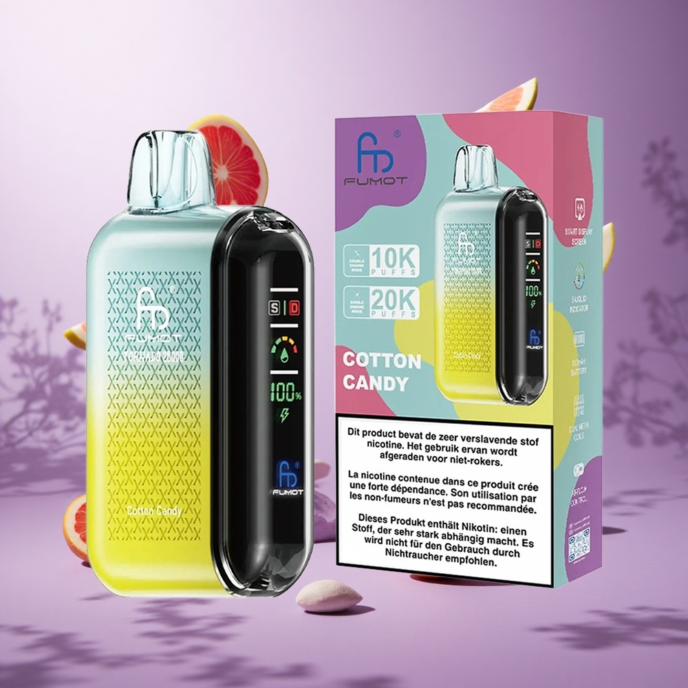 Fumot Tornado 20000 Puffs Cotton Candy Singapore Wholesale Dual Mesh Coil 20ml E-liquid Capacity
