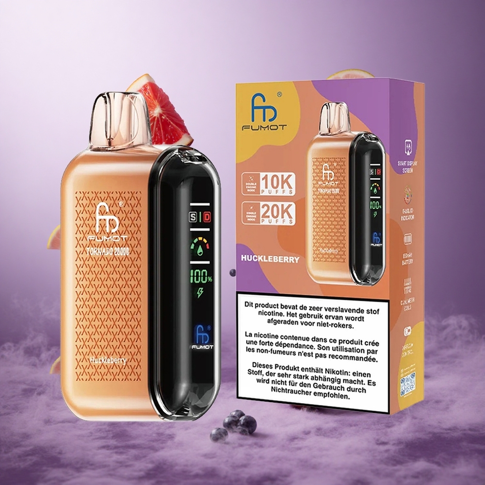 Fumot Tornado 20000 Puffs Huckleberry Singapore Wholesale Dual Mesh Coil 20ml E-liquid Capacity