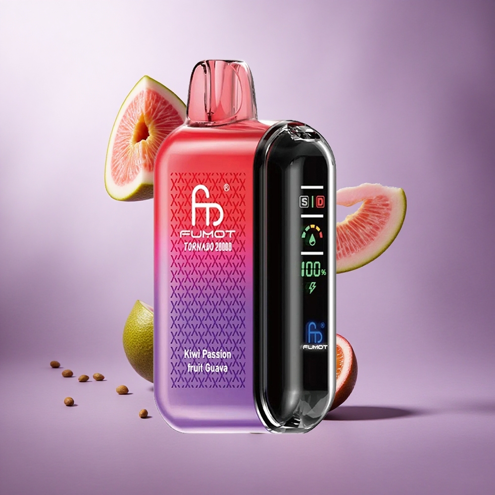 Fumot Tornado 20000 Puffs Kiwi Passion Fruit Guava Singapore Wholesale 20ml E-liquid Capacity 850mAh Rechargeable Battery