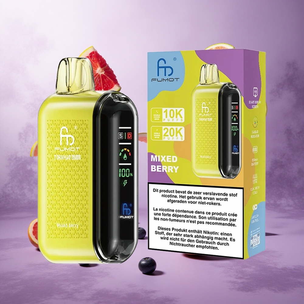 Fumot Tornado 20000 Puffs Mixed Berry Singapore Wholesale Dual Mesh Coil 20ml E-liquid Capacity