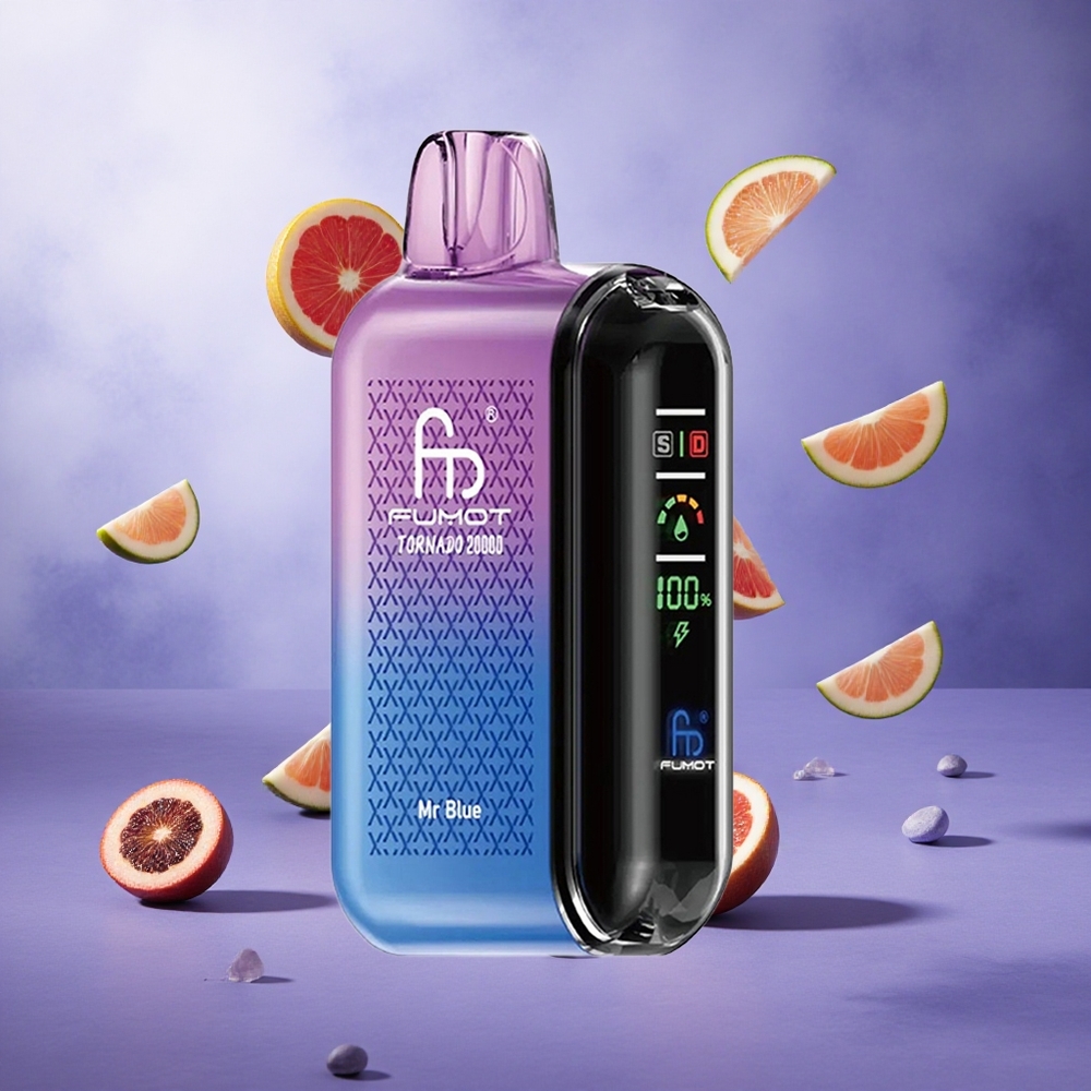 Fumot Tornado 20000 Puffs Mr Blue Singapore Wholesale Dual Mesh Coil 20ml E-liquid Capacity
