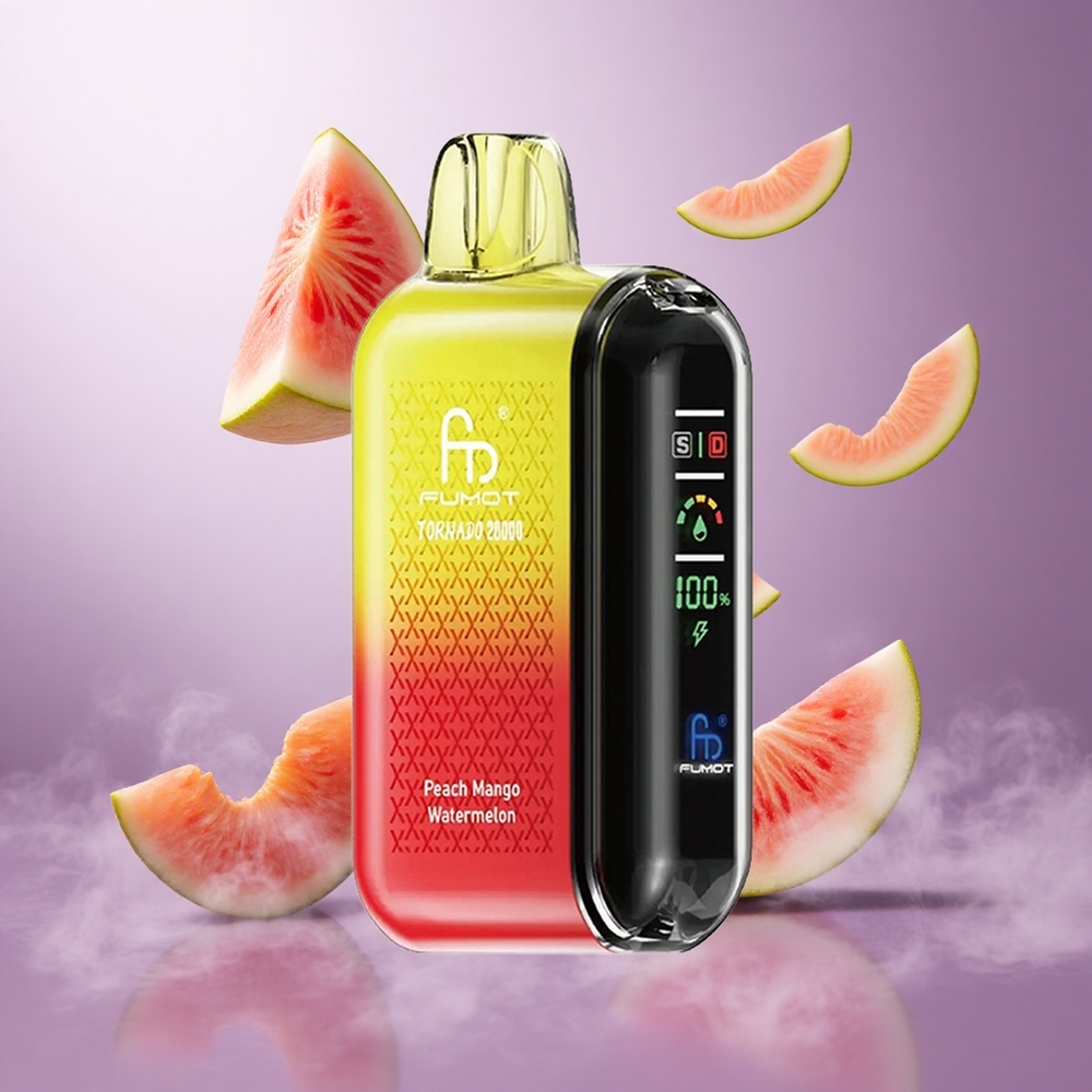 Fumot Tornado 20000 Puffs Peach Mango Watermelon Singapore Wholesale Dual Mesh Coil 20ml E-liquid Capacity