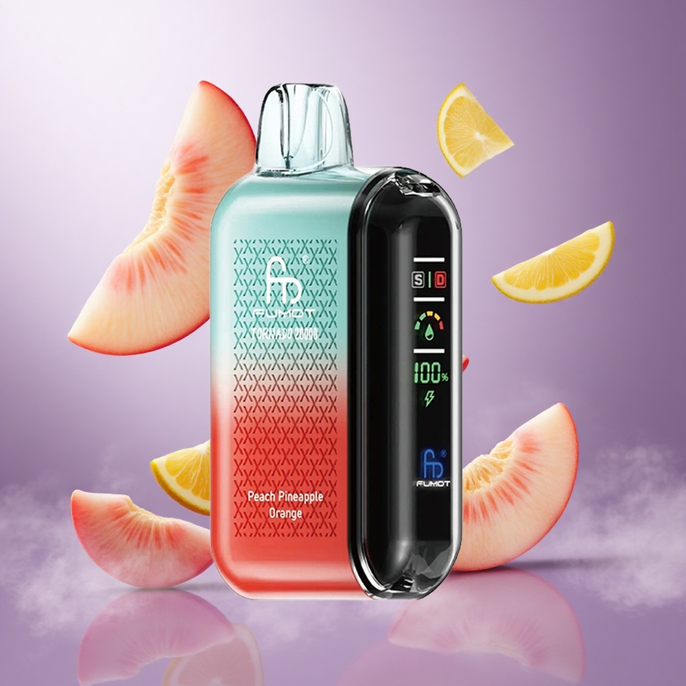 Fumot Tornado 20000 Puffs Peach Pineapple Orange Singapore Wholesale Dual Mesh Coil 20ml E-liquid Capacity