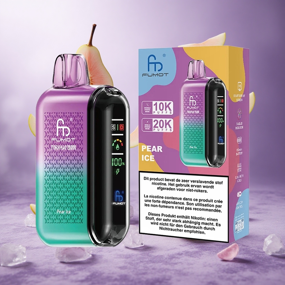 Fumot Tornado 20000 Puffs Pear Ice Singapore Wholesale Dual Mesh Coil 20ml E-liquid Capacity