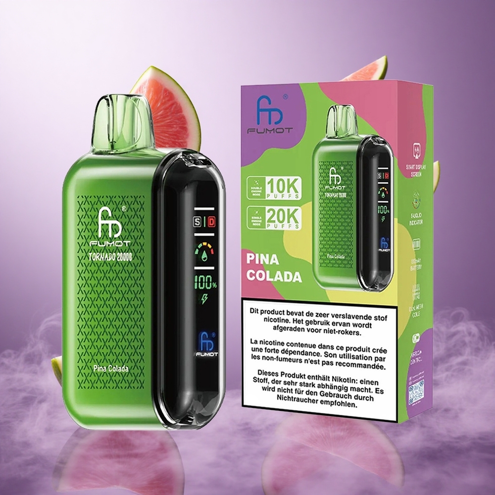 Fumot Tornado 20000 Puffs Pina Colada Singapore Wholesale 20ml E-liquid Capacity 850mAh Rechargeable Battery
