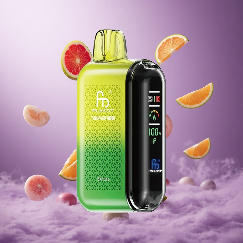 Fumot Tornado 20000 Puffs Skittles Singapore Wholesale Dual Mesh Coil 20ml E-liquid Capacity
