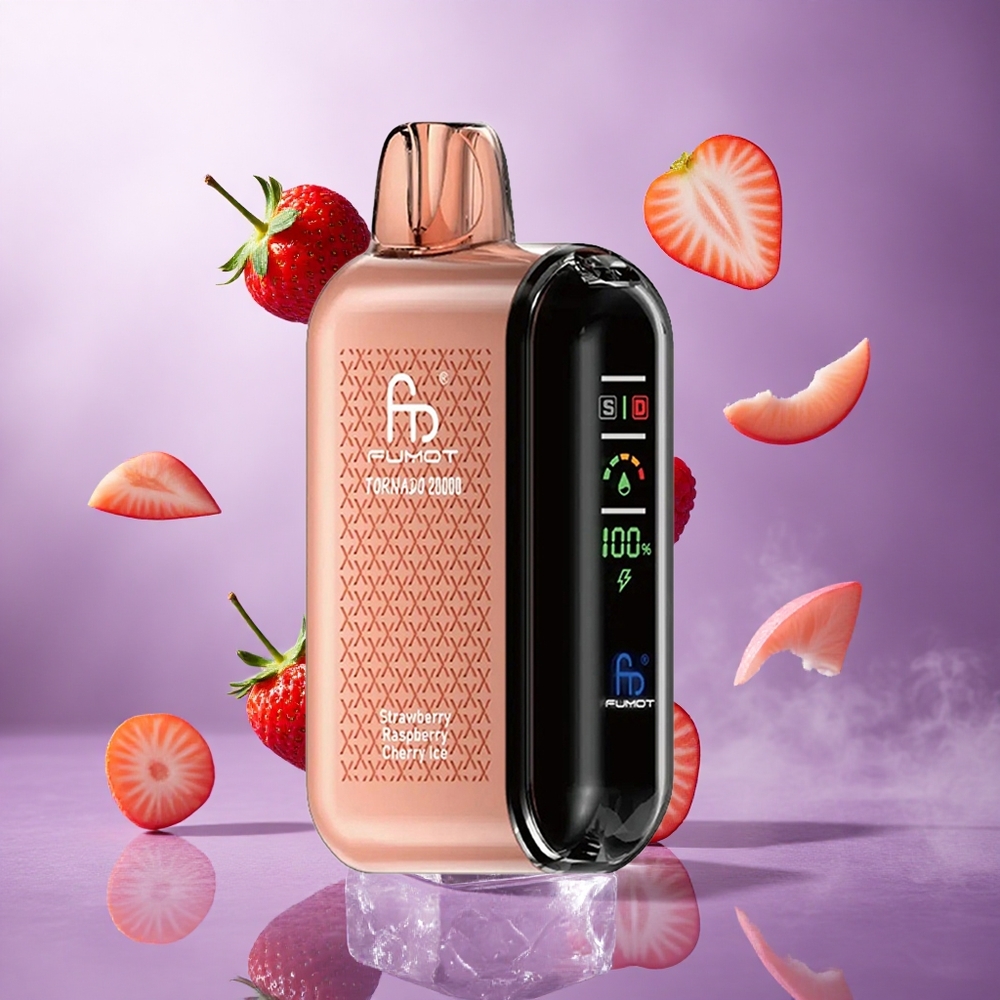 Fumot Tornado 20000 Puffs Strawberry Raspberry Cherry Ice Singapore Wholesale Dual Mesh Coil 20ml E-liquid Capacity