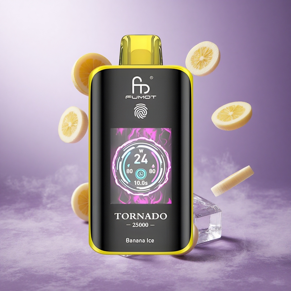 Fumot Tornado 25000 Puffs Banana Ice Singapore Wholesale HD Screen 700mAh Rechargeable Battery