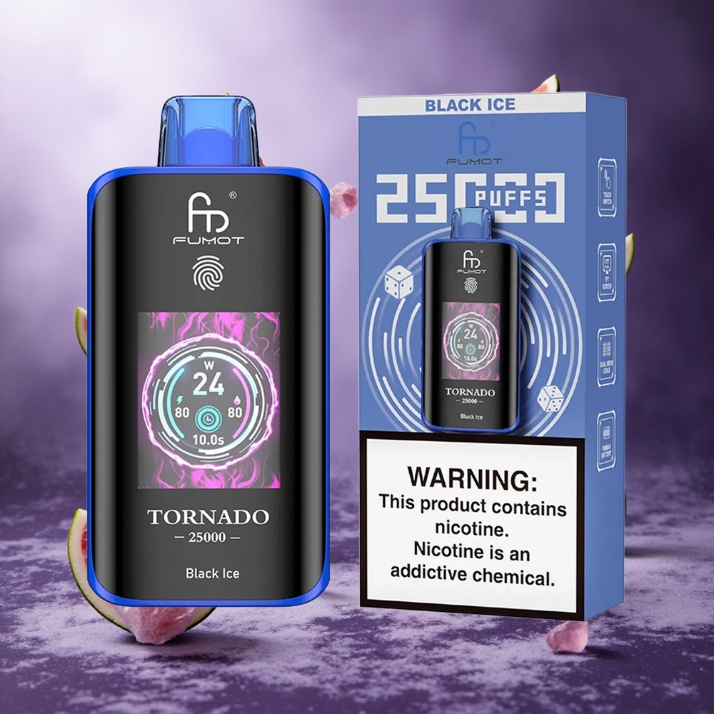Fumot Tornado 25000 Puffs Black Ice Singapore Wholesale 700mAh Rechargeable Battery 20ml Pre-filled E-liquid
