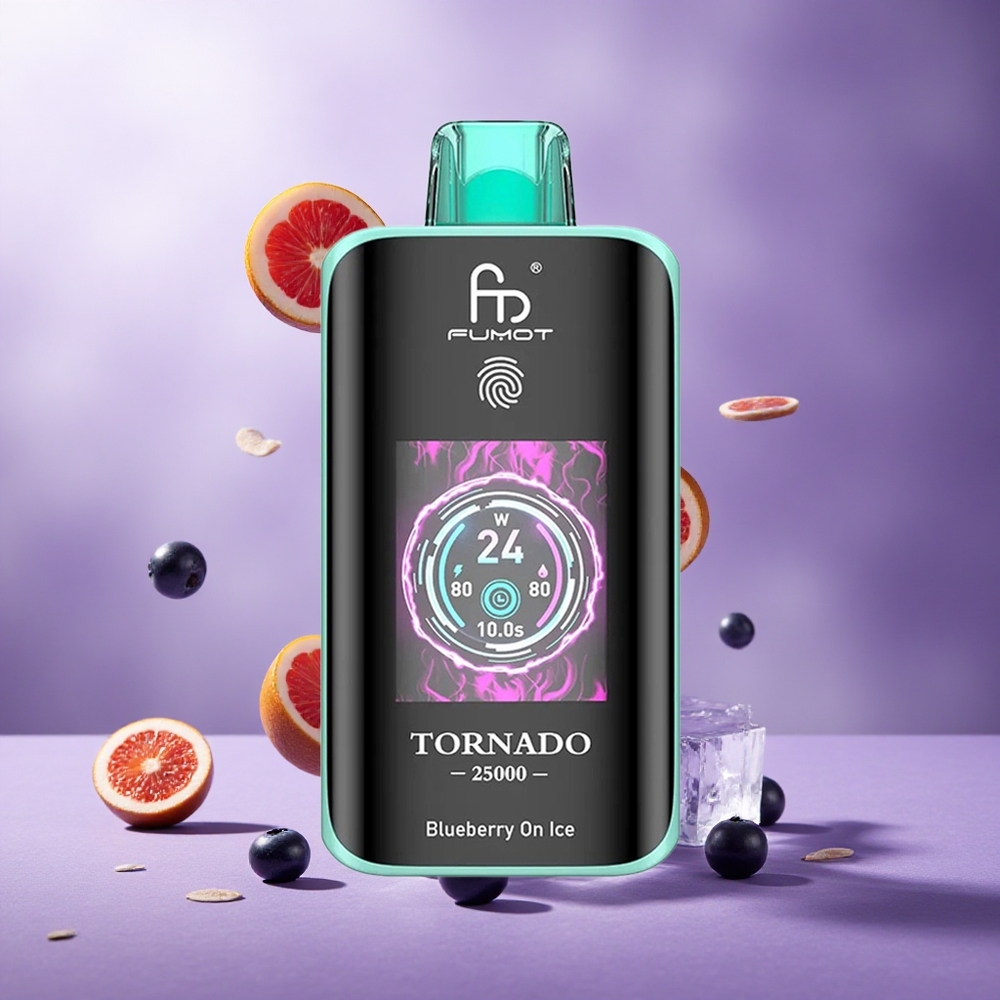 Fumot Tornado 25000 Puffs Blueberry On Ice Singapore Wholesale HD Screen 700mAh Rechargeable Battery