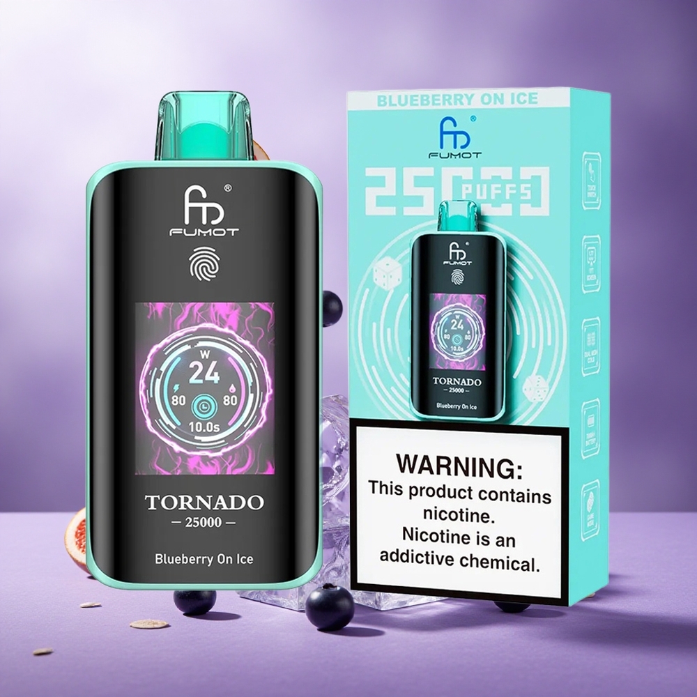 Fumot Tornado 25000 Puffs Blueberry On Ice Singapore Wholesale HD Screen 700mAh Rechargeable Battery