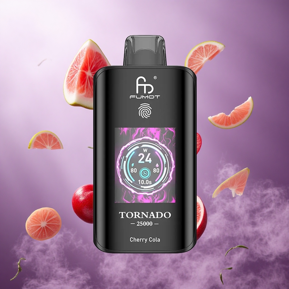 Fumot Tornado 25000 Puffs Cherry Cola Singapore Wholesale HD Screen 700mAh Rechargeable Battery