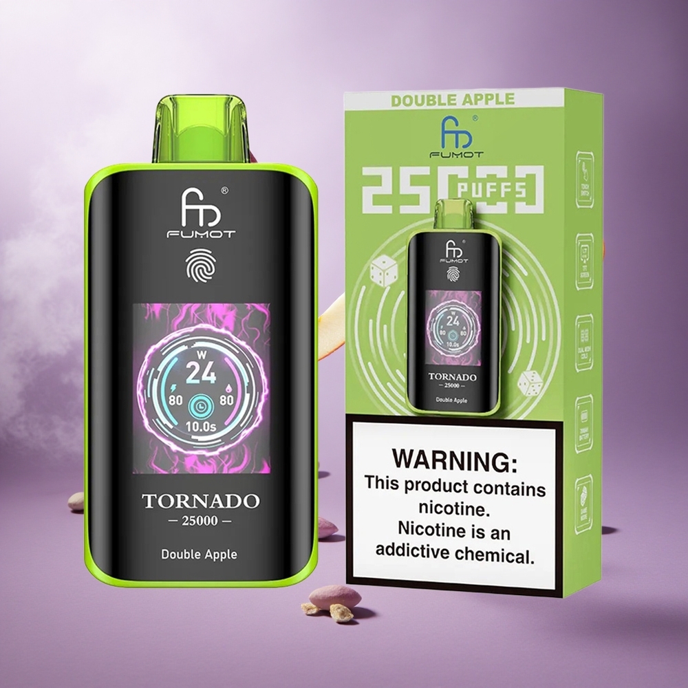 Fumot Tornado 25000 Puffs Double Apple Singapore Wholesale HD Screen 20ml Pre-filled E-liquid
