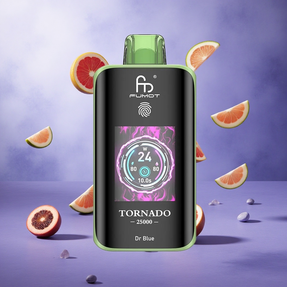 Fumot Tornado 25000 Puffs Dr Blue Singapore Wholesale HD Screen 20ml Pre-filled E-liquid