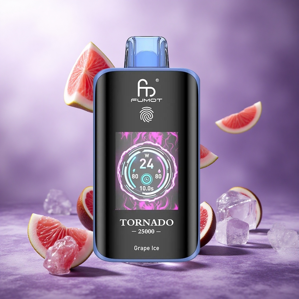 Fumot Tornado 25000 Puffs Grape Ice Singapore Wholesale HD Screen 700mAh Rechargeable Battery