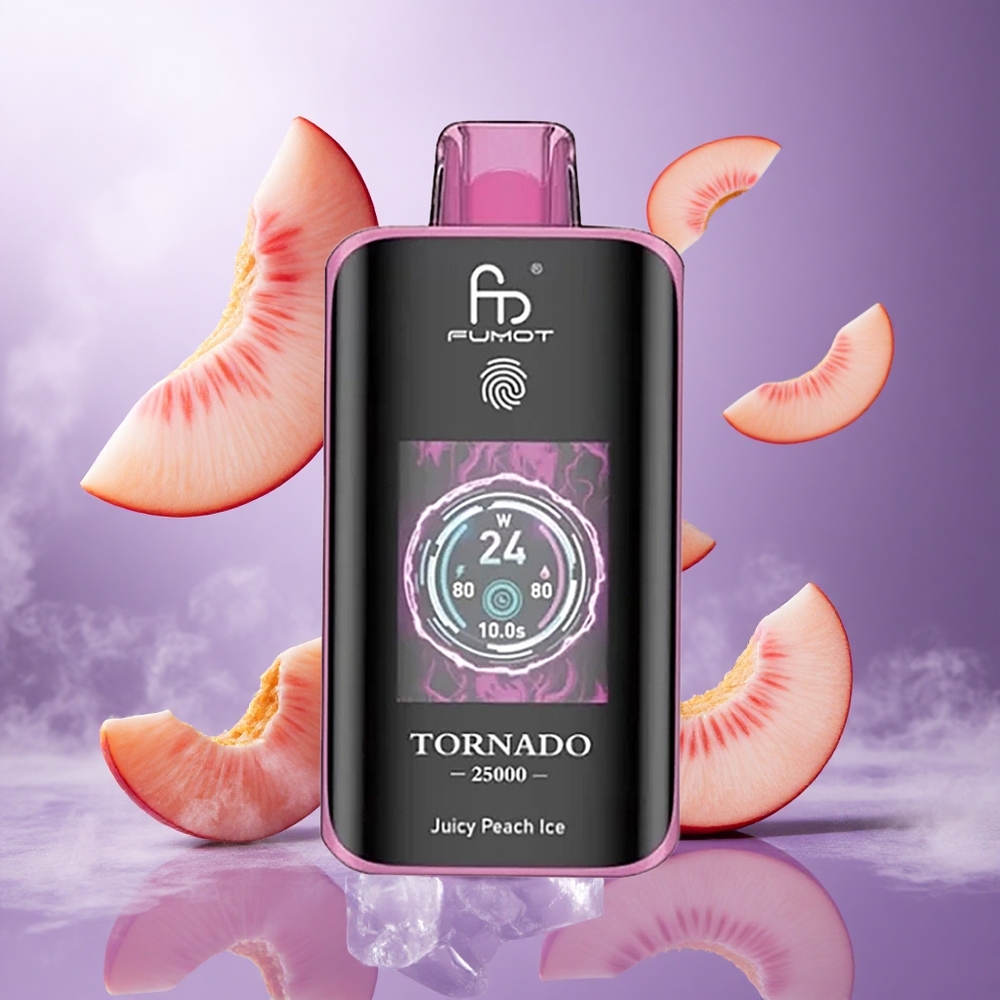 Fumot Tornado 25000 Puffs Juicy Peach Ice Singapore Wholesale 20ml Pre-filled E-liquid 700mAh Rechargeable Battery