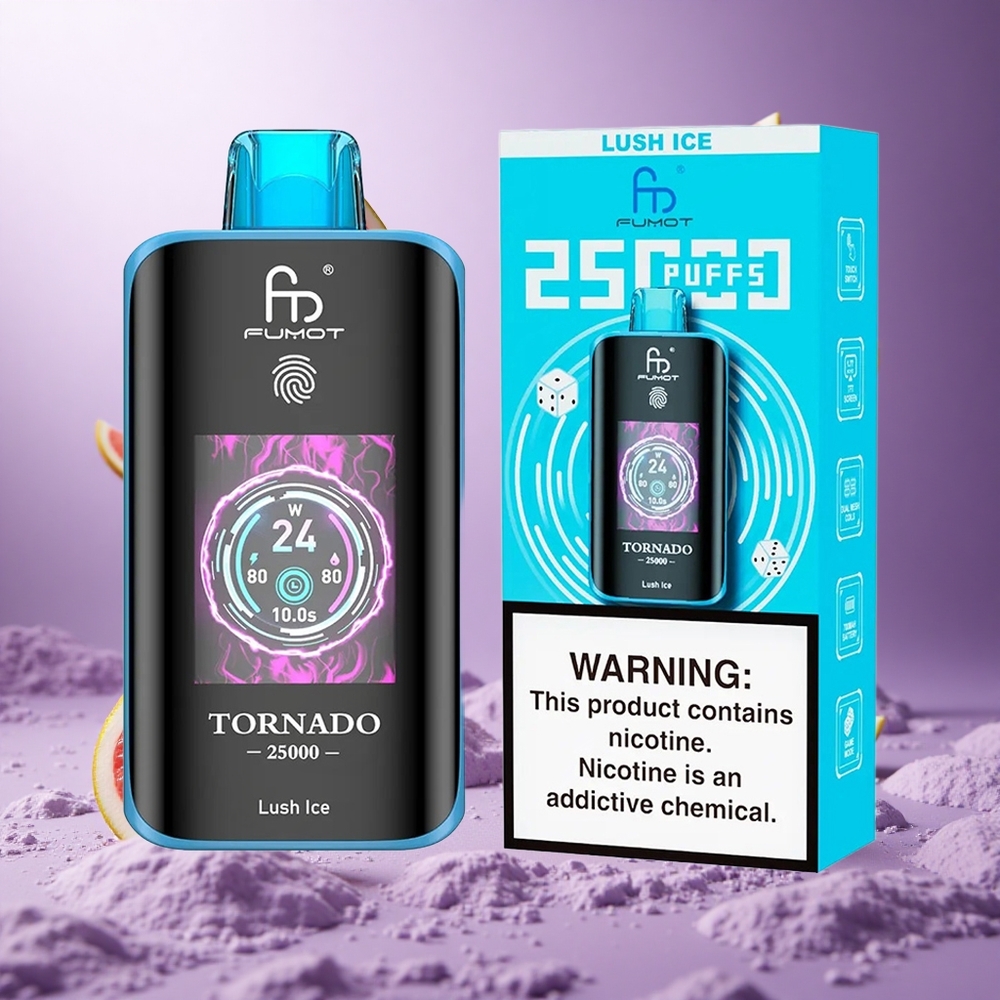 Fumot Tornado 25000 Puffs Lush Ice Singapore Wholesale 20ml Pre-filled E-liquid 700mAh Rechargeable Battery