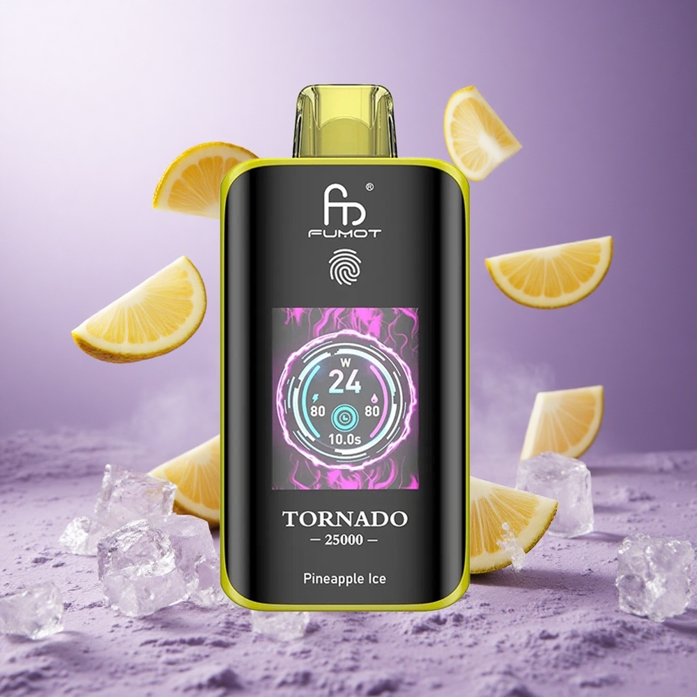 Fumot Tornado 25000 Puffs Pineapple Ice Singapore Wholesale HD Screen 700mAh Rechargeable Battery