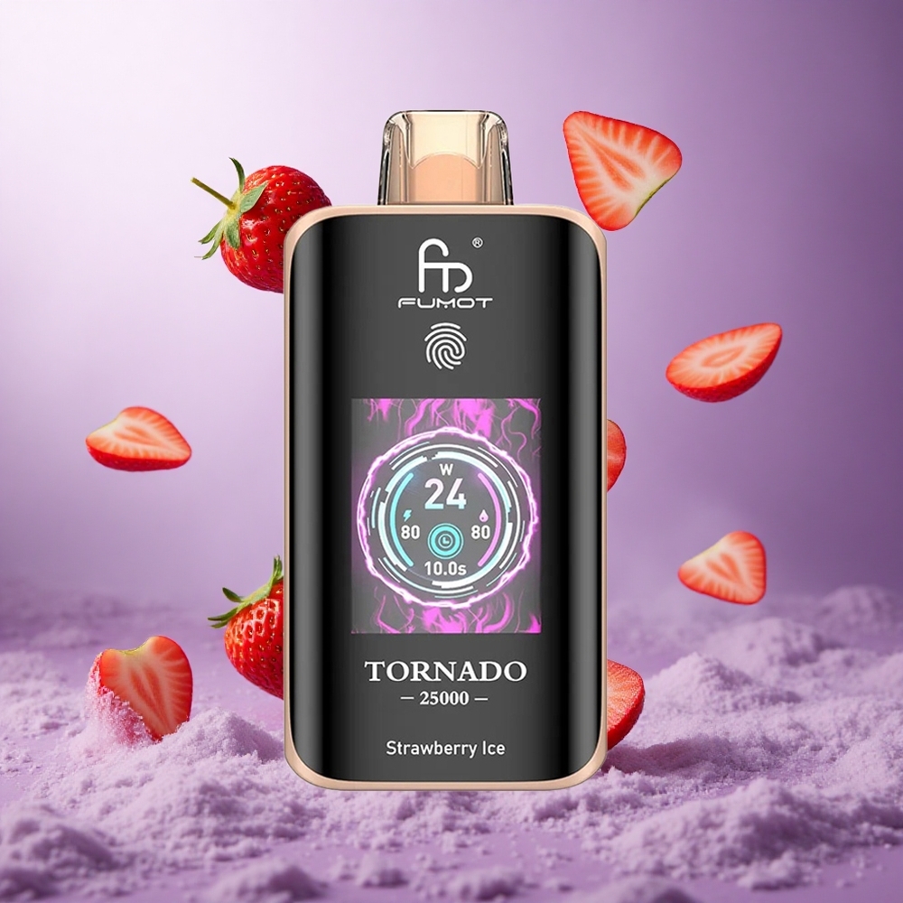 Fumot Tornado 25000 Puffs Strawberry Ice Singapore Wholesale 20ml Pre-filled E-liquid 700mAh Rechargeable Battery