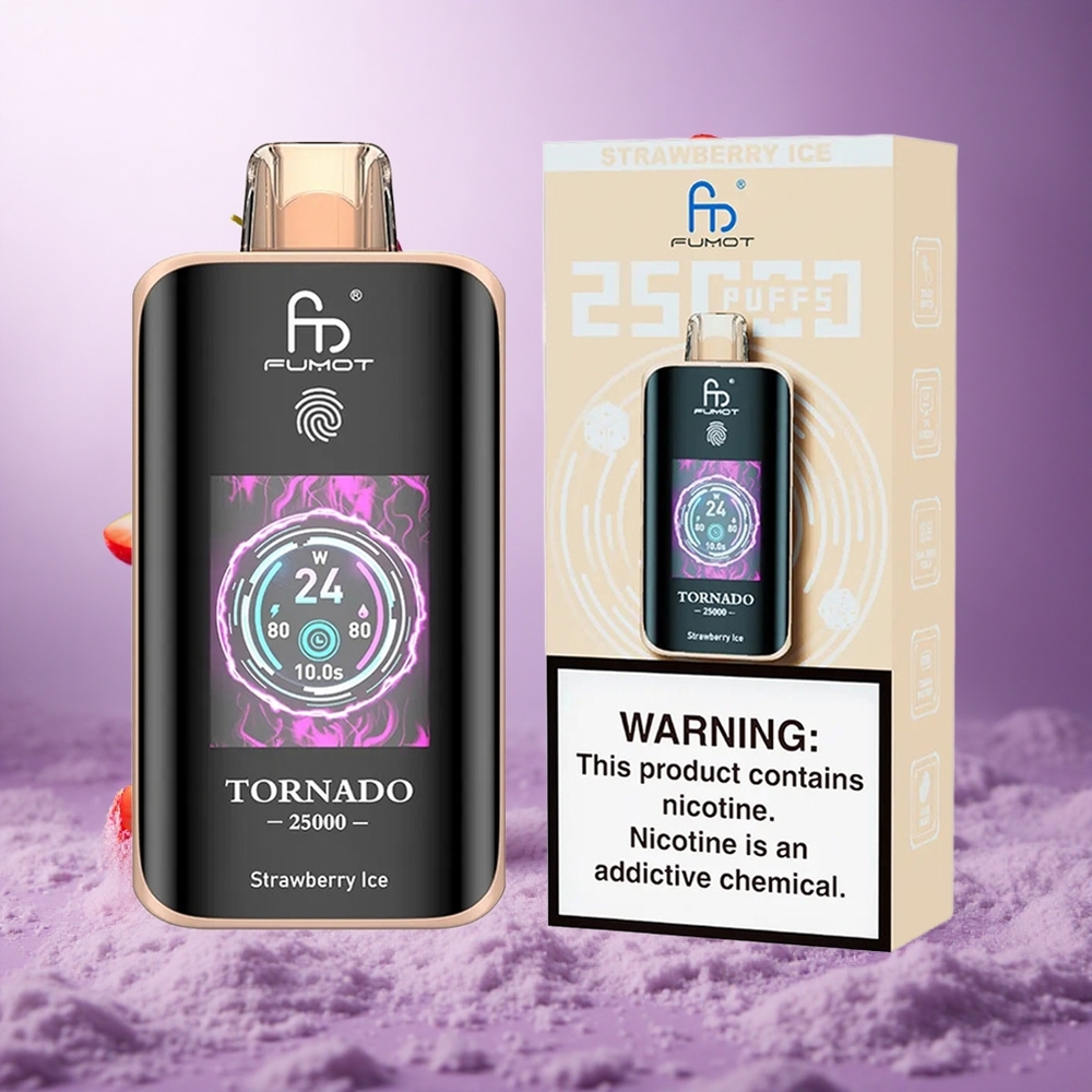 Fumot Tornado 25000 Puffs Strawberry Ice Singapore Wholesale 20ml Pre-filled E-liquid 700mAh Rechargeable Battery