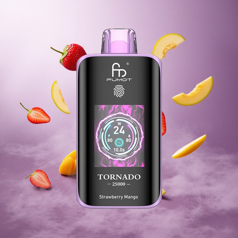 Fumot Tornado 25000 Puffs Strawberry Mango Singapore Wholesale 20ml Pre-filled E-liquid 700mAh Rechargeable Battery