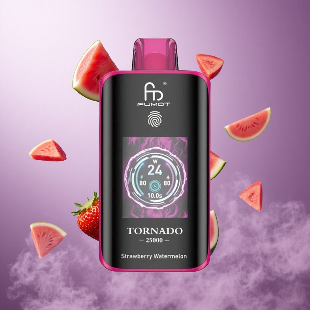 Fumot Tornado 25000 Puffs Strawberry Watermelon Singapore Wholesale 20ml Pre-filled E-liquid 700mAh Rechargeable Battery