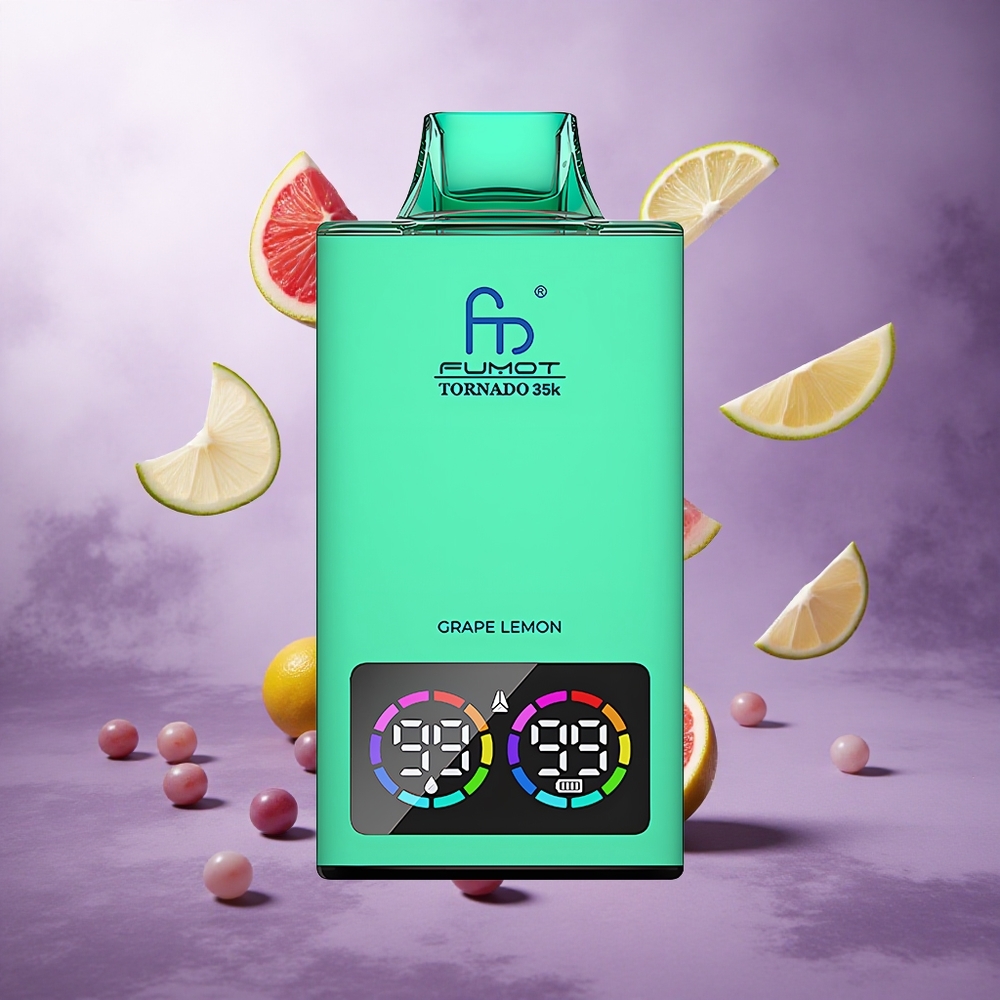 Fumot Tornado 35000 Puffs Grape Lemon Singapore Wholesale Dual Mesh Coil 700 MAH Battery