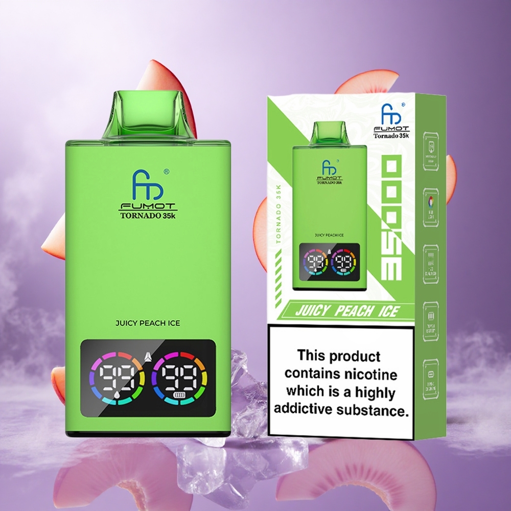 Fumot Tornado 35000 Puffs Juicy Peach Ice Singapore Wholesale 15ml E-juice 700 MAH Battery