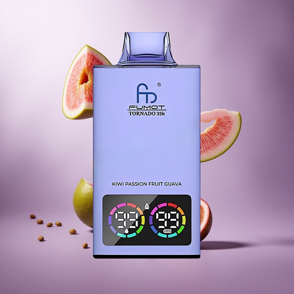 Fumot Tornado 35000 Puffs Kiwi Passion Fruit Guava Singapore Wholesale Dual Mesh Coil 15ml E-juice