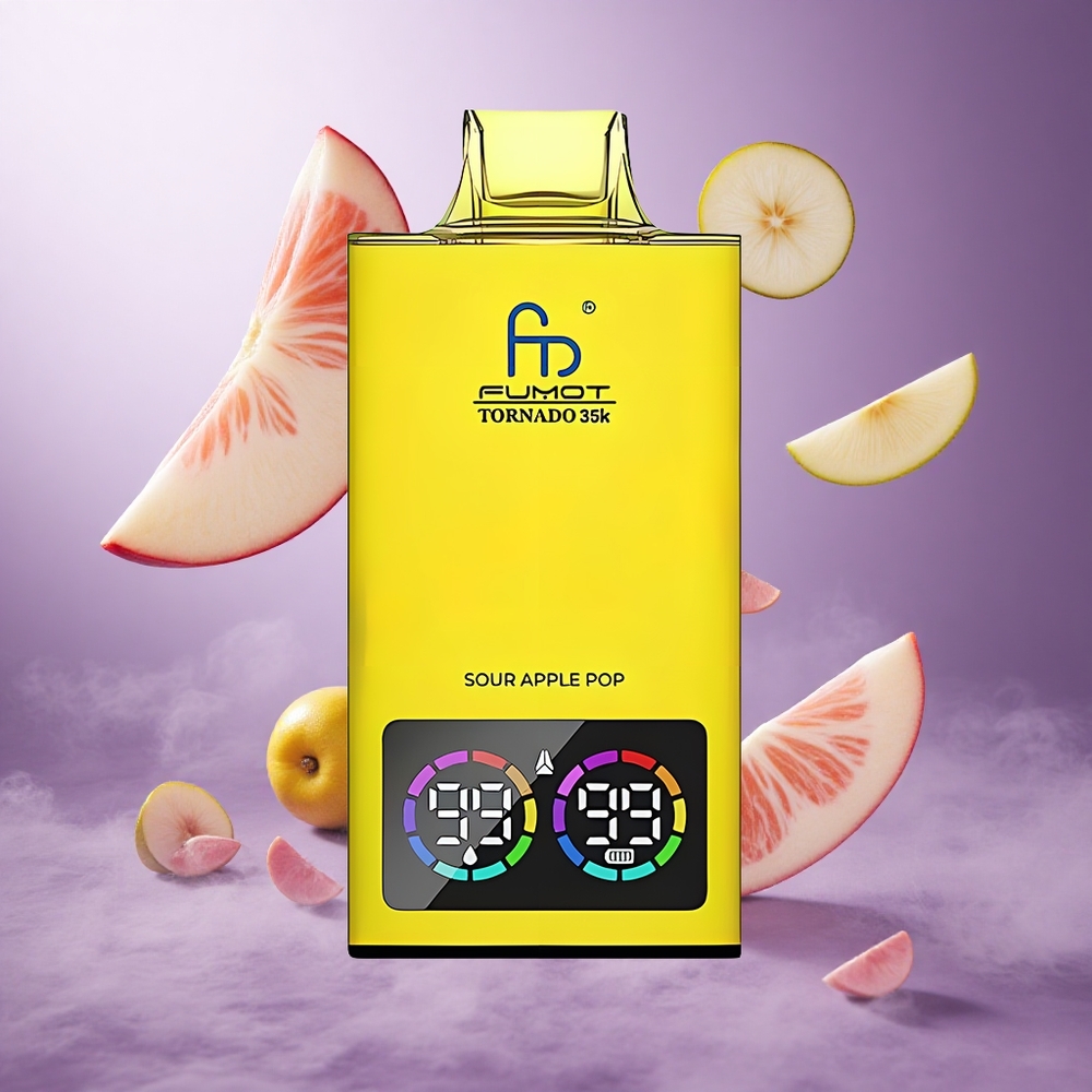 Fumot Tornado 35000 Puffs Sour Apple Pop Singapore Wholesale Dual Mesh Coil 700 MAH Battery