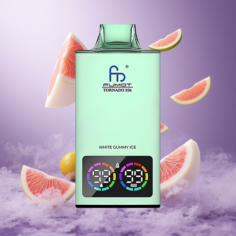 Fumot Tornado 35000 Puffs White Gummy Ice Singapore Wholesale Dual Mesh Coil 15ml E-juice