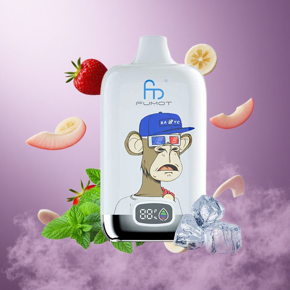 Fumot Tornado Digital Box 12000 Puffs Strawberry Banana Singapore Wholesale 20ml E-Liquid 550mAh Rechargeable Battery