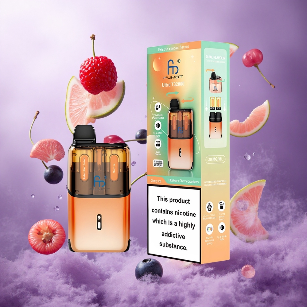 Fumot Ultra T32000 32000 Puffs Blueberry Cherry Cranberry - Cherry Ice Singapore Wholesale 800mAh Battery 24ml E-Liquid Capacity