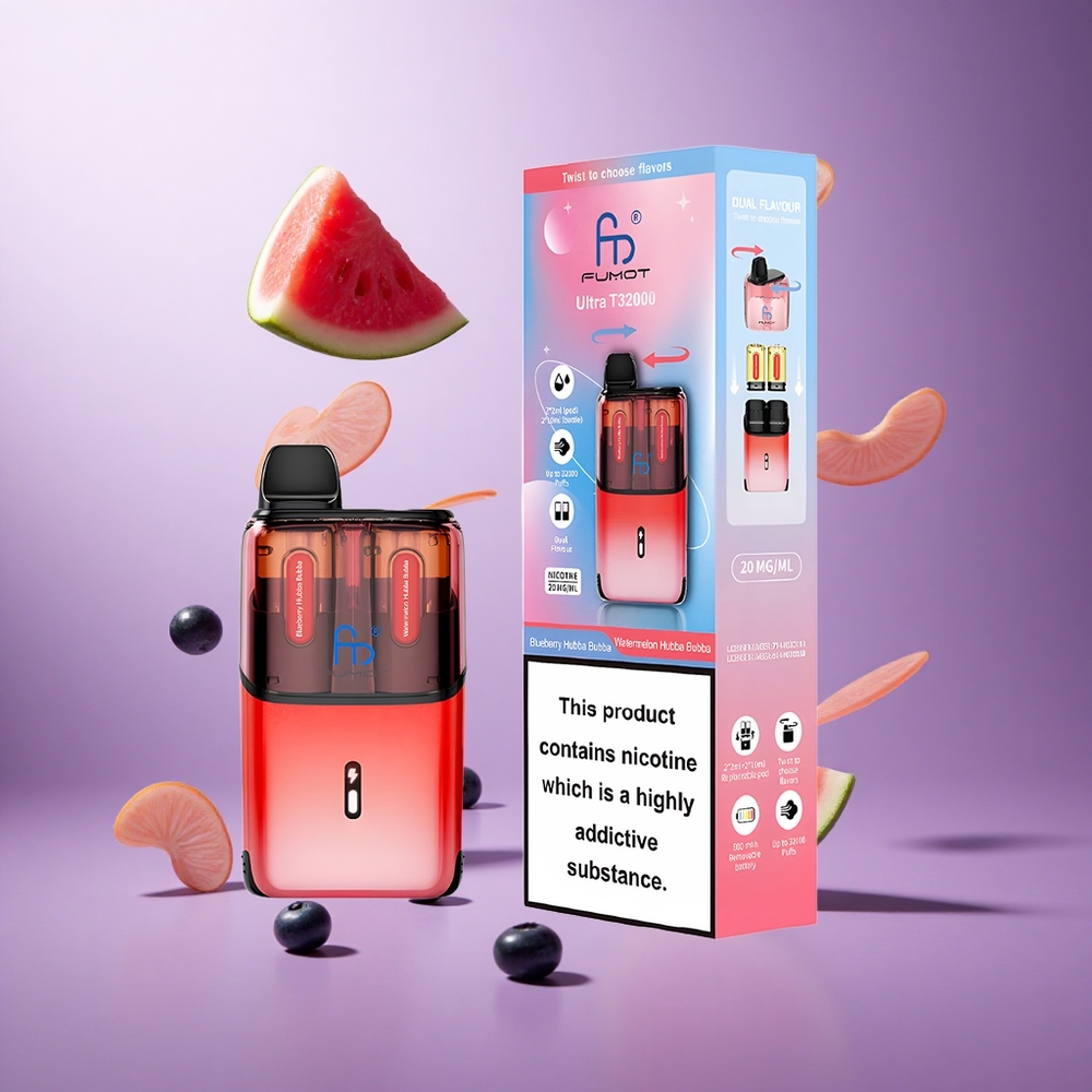 Fumot Ultra T32000 32000 Puffs Blueberry Hubba Bubba - Watermelon Hubba Bubba Singapore Wholesale 800mAh Battery