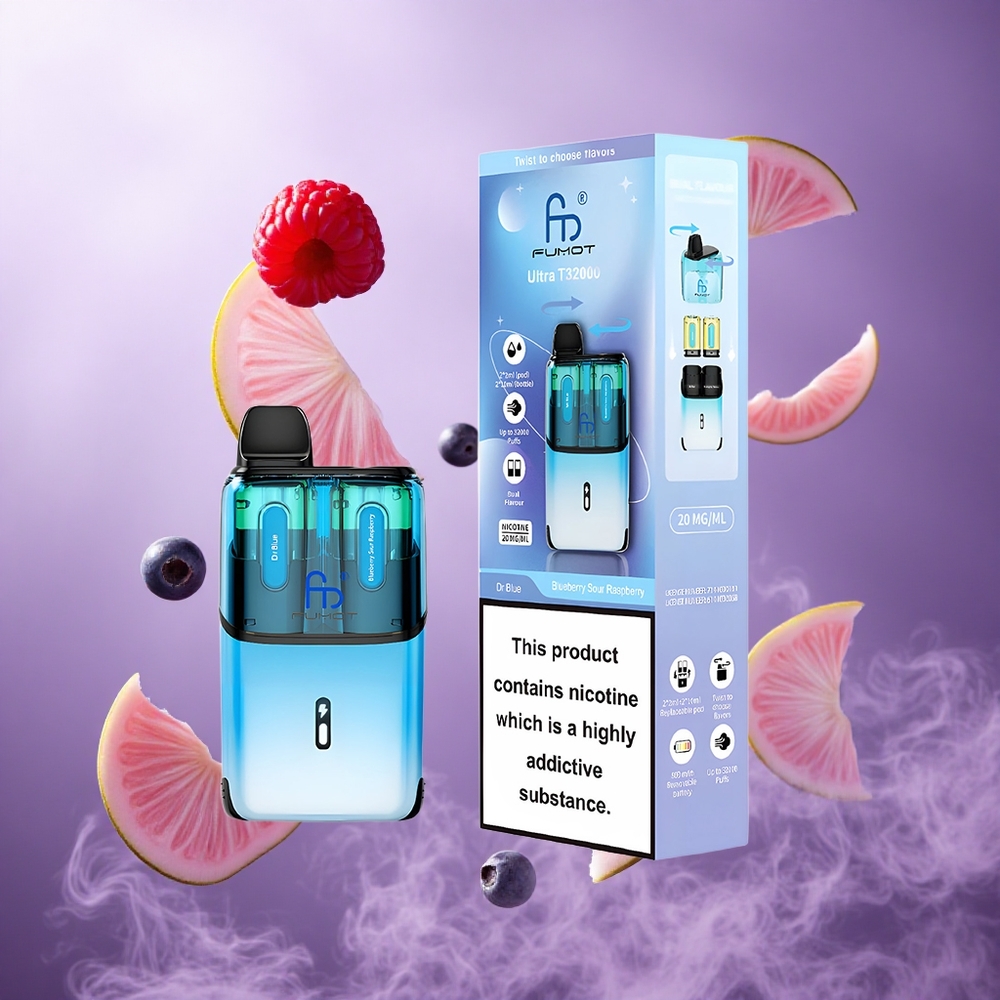 Fumot Ultra T32000 32000 Puffs Blueberry Sour Raspberry Singapore Wholesale 800mAh Battery 24ml E-Liquid Capacity