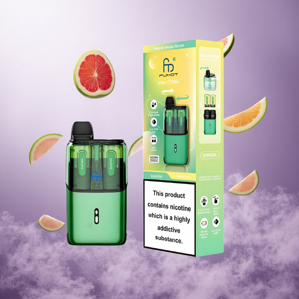 Fumot Ultra T32000 32000 Puffs Cool Mint - Spearmint Singapore Wholesale 800mAh Battery 24ml E-Liquid Capacity