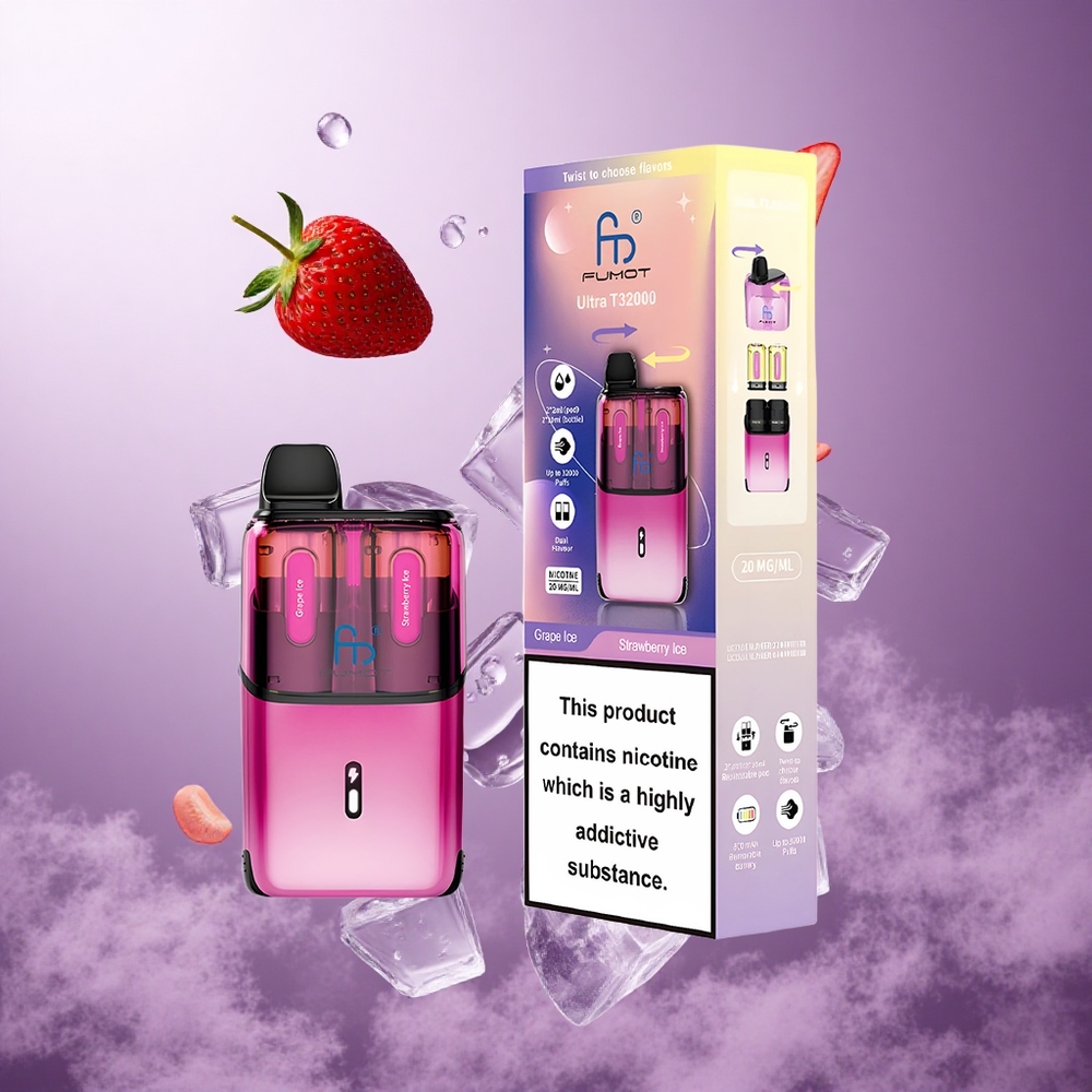 Fumot Ultra T32000 32000 Puffs Grape Ice - Strawberry Ice Singapore Wholesale 800mAh Battery 24ml E-Liquid Capacity