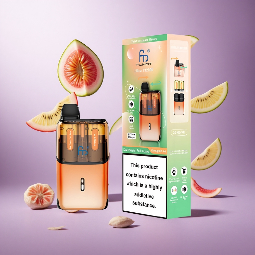 Fumot Ultra T32000 32000 Puffs Kiwi Passion Fruit Guava - Pineapple Ice Singapore Wholesale 800mAh Battery 24ml E-Liquid Capacity