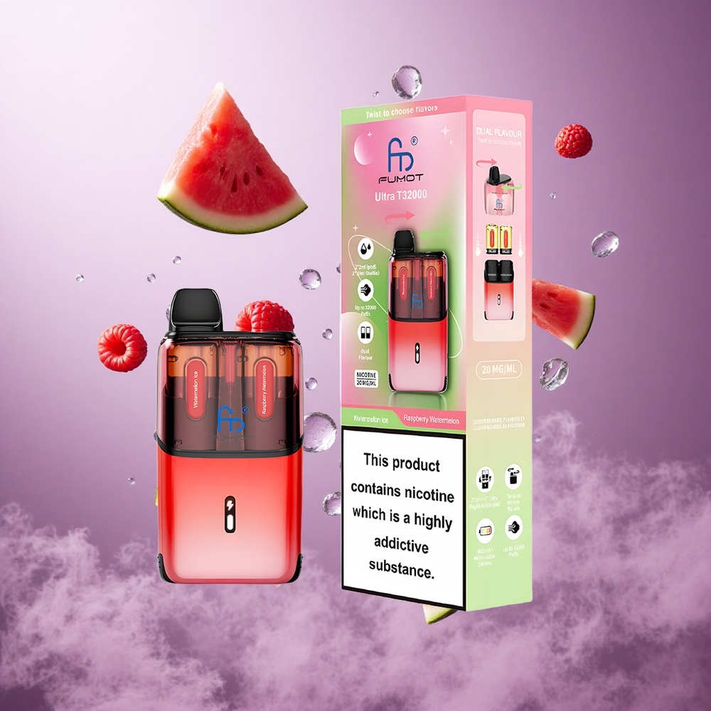 Fumot Ultra T32000 32000 Puffs Watermelon Ice - Raspberry Watermelon Singapore Wholesale 800mAh Battery 24ml E-Liquid Capacity